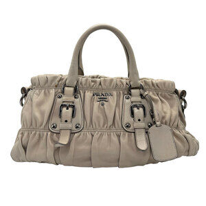 Prada Nappa Gaufre Convertible Tote handbag beige leather Tan Beige
